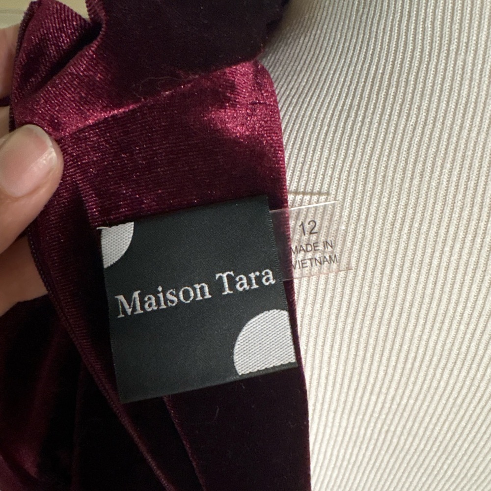Maison Tara Deep Burgundy Long Sleeve Dress - Picture 5 of 5